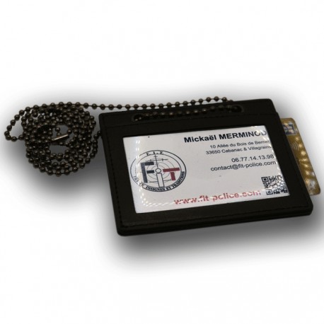 Porte carte professionnel tour de cou avec chainette -- Porte-Carte SEUL (sans médaille ni grade) PCA009-- Porte-Carte SEUL (...
