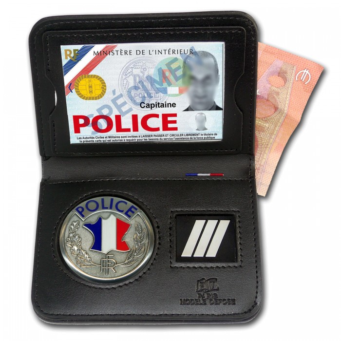 PORTE-CARTES CUIR FORMAT CB AVEC INSIGNE POLICE Administration