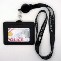Tour de cou Police Nationale + enrouleur + porte-carte cuir noir