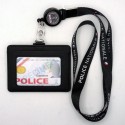 Tour de cou Police Nationale + enrouleur Police RF + porte-carte cuir noir