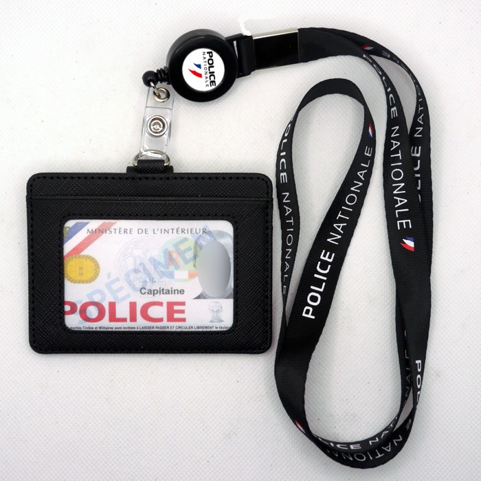 porte carte police tour de cou