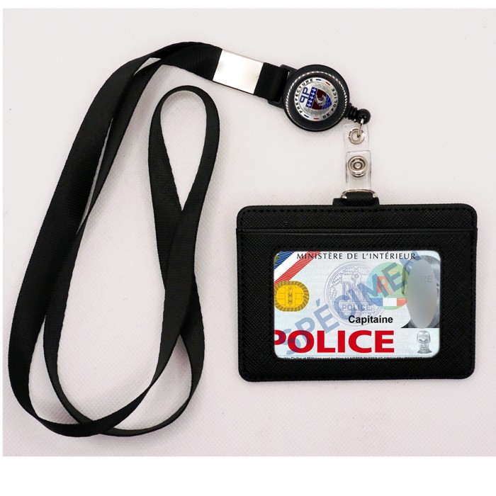 Porte-carte tour de cou Préfecture Police avec enrouleur