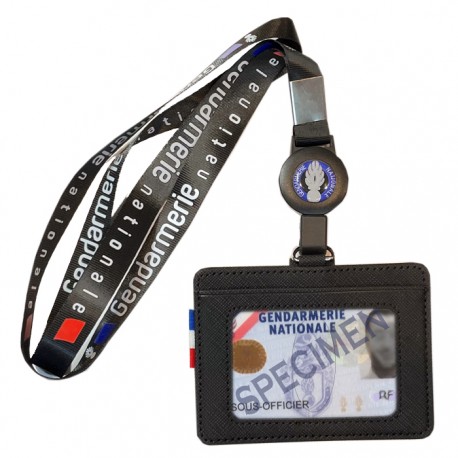 Tour de cou Gendarmerie + enrouleur + porte-carte noir TOUR-DE-COU TDCECUGDTOUR-DE-COU