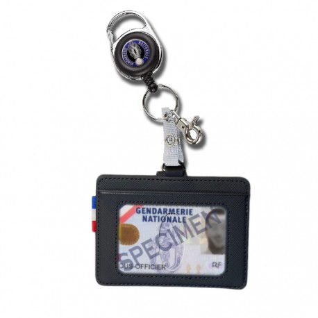 Porte-clés Gendarmerie avec enrouleur et porte carte Accueil PCLENCUGDAccueil