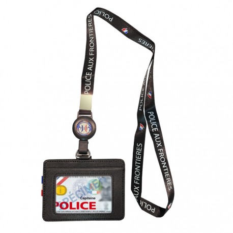Tour de cou Police + enrouleur + porte-carte noir Police Aux Frontieres TOUR-DE-COU TDCEPNCUPAFTOUR-DE-COU