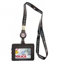 Tour de cou Police + enrouleur + porte-carte cuir noir Police Aux Frontieres