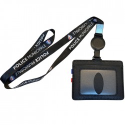 Tour de cou Police Municipale + enrouleur + porte-carte noir TOUR-DE-COU TDCEPNCUPMTOUR-DE-COU