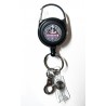 Porte-clés enrouleur Douanes RF – câble 65 cm, clip ceinture et logo doming