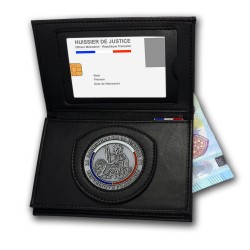 Porte-carte 3 volets – Ministère de la Justice – Médaille émaillée 48 mm Porte-Carte Huissier de Justice / clerc / expert jud...