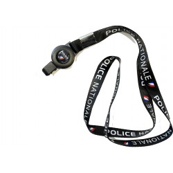 Tour de cou Police Nationale – Lanière tissu avec enrouleur et logo 3 griffes Accueil TDCEPN3GAccueil