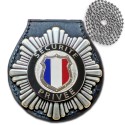 Plaque de ceinture Sécurité Privée avec support cuir et chaînette
