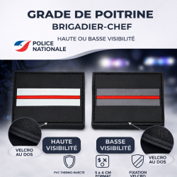Grade de poitrine PVC Brigadier-chef Police Nationale – haute ou basse visibilité Vestimentaire GDP04Vestimentaire