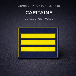 Grade de poitrine PVC Capitaine classe normale – Administration pénitentiaire (jaune / fond bleu nuit) Grades de Poitrine mon...