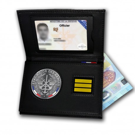Porte-carte 3 volets État-major des Armées avec médaille doming et grade porte-cartes Etat-Major PCA006EMAporte-cartes Etat-M...