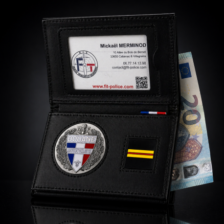 Porte-carte Douane 3 volets avec médaille Motocycliste et grade Porte commission d'emploi Douanes PCA006DMOTOPorte commission...