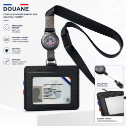 Tour de cou Douane avec enrouleur – Porte-carte nouveau format Porte commission d'emploie NOUVEAU FORMAT (CB) DOUANE TDCECUDO...