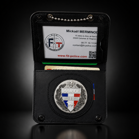 Porte-carte Douanes Maître-Chien 2 volets avec chaînette et médaille émaillée Porte commission d'emploi Douanes PCA003DMCPort...