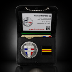 Porte-carte Douanes Maître-Chien avec grade, chaînette et médaille émaillée Porte commission d'emploie NOUVEAU FORMAT (CB) DO...