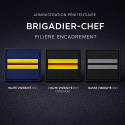 Grade de poitrine PVC Brigadier-chef filière encadrement – Administration pénitentiaire (HV / BV) Grades de Poitrine monté su...