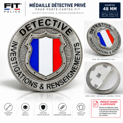 Médaille Détective privé – Métal émaillé 48 mm – Pour porte-cartes FIT -- Médailles 48mm pour portes cartes MDPCDP-- Médaille...