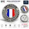 Médaille Détective privé – Métal émaillé 48 mm – Pour porte-cartes FIT