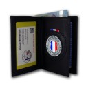 Porte-cartes vertical 3 volets personnalisable avec médaille métal émaillée 48 mm