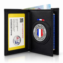 Porte-cartes vertical 3 volets personnalisable avec médaille métal émaillée 48 mm Porte-cartes Personnalisables PCAD001PERSHI...