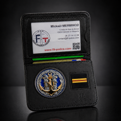 Porte-carte Douane Maritime 2 volets avec médaille et grade Porte commission d'emploi Douanes PCA002DMPorte commission d'empl...