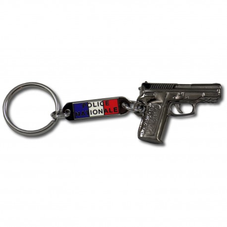 Porte-clés Pistolet – Police Nationale émaillé tricolore Portes Clés PCLPN01Portes Clés