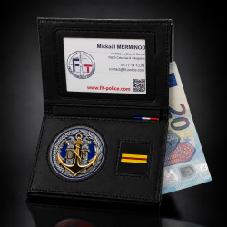 Porte-carte Douane maritime 3 volets avec médaille 3D et grade Porte commission d'emploi Douanes PCA006DMPorte commission d'e...